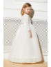 Ivory Lace Tulle Corset Back Stunning Flower Girl Dress